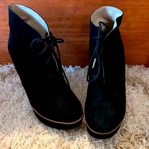 Michael Kors High-Heeled, Lace/Tie Bootie - Black Suede.